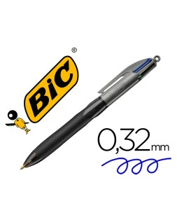 Boligrafo bic cuatro colores con grip colore negro punta 1 mm