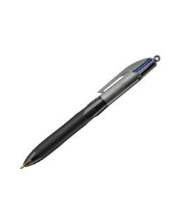 Boligrafo bic cuatro colores con grip colore negro punta 1 mm