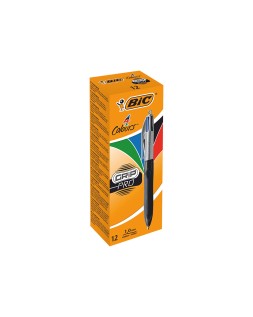 Boligrafo bic cuatro colores con grip colore negro punta 1 mm