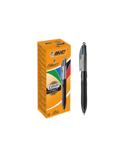 Boligrafo bic cuatro colores con grip colore negro punta 1 mm