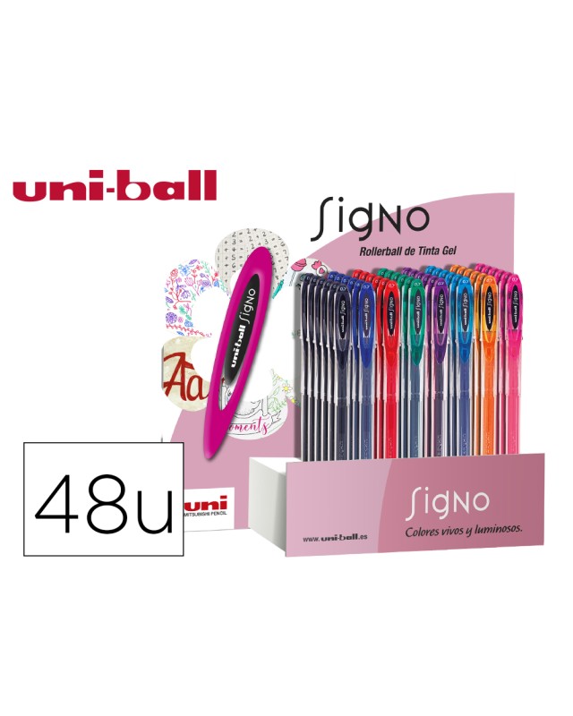 Boligrafo uni ball um-120 signo 0,7 mm tinta gel expositor de 48 colores basicos