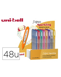 Boligrafo uni ball um-120 signo 0,7 mm tinta gel expositor de 48 colores con purpurina