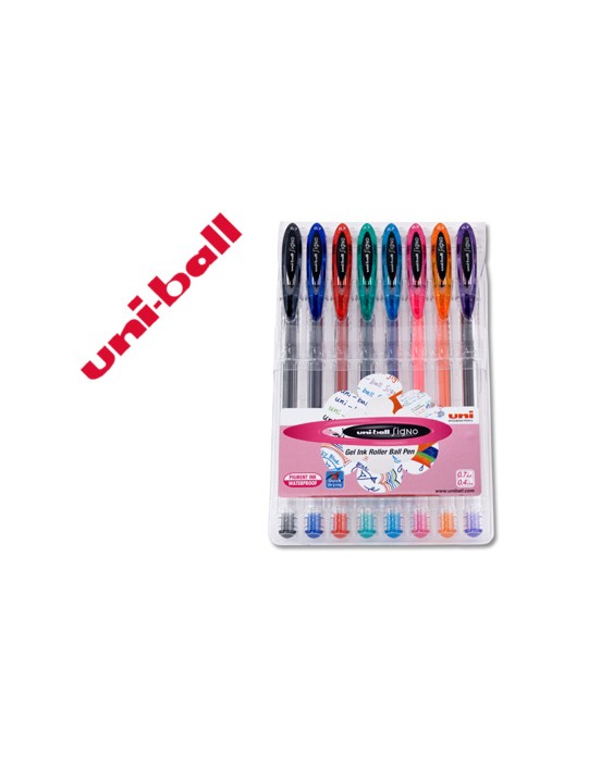 Boligrafo uni ball um-120 signo 0,7 mm tinta gel estuche de 8 colores basicos