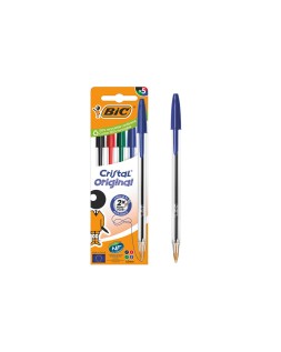 Boligrafo bic cristal original bolsa de 5 unidades colores surtidos 2 azul /1 negro /1 rojo /1 verde