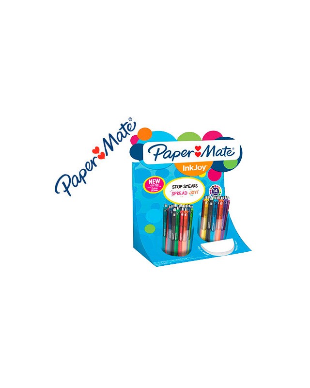 Boligrafo paper mate inkjoy retractil gel pen trazo 0,7 mm expositor de 60 unidades colores surtidos