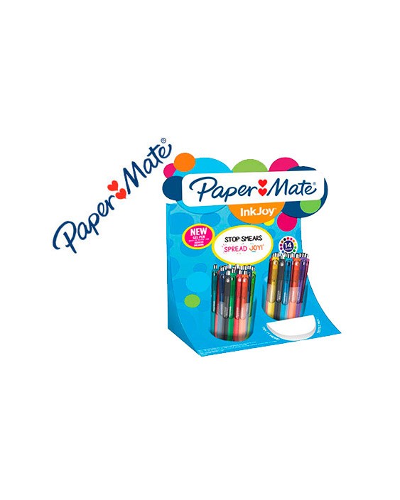 Boligrafo paper mate inkjoy retractil gel pen trazo 0,7 mm expositor de 60 unidades colores surtidos