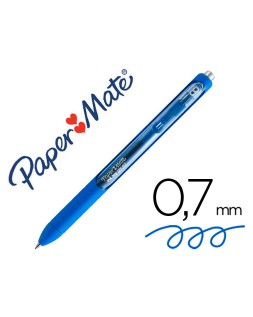 Boligrafo paper mate inkjoy retractil gel pen 0,7mm azul punta de bola trazo 0.35mm
