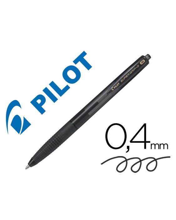 Boligrafo pilot super grip g negro retractil sujecion de caucho tinta base de aceite