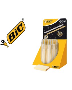 Boligrafo bic cristal linea celebration dorado y plateado expositor de 40 unidades surtidas