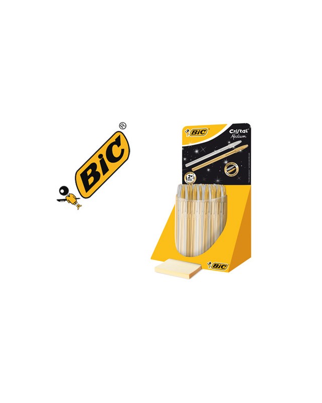 Boligrafo bic cristal linea celebration dorado y plateado expositor de 40 unidades surtidas