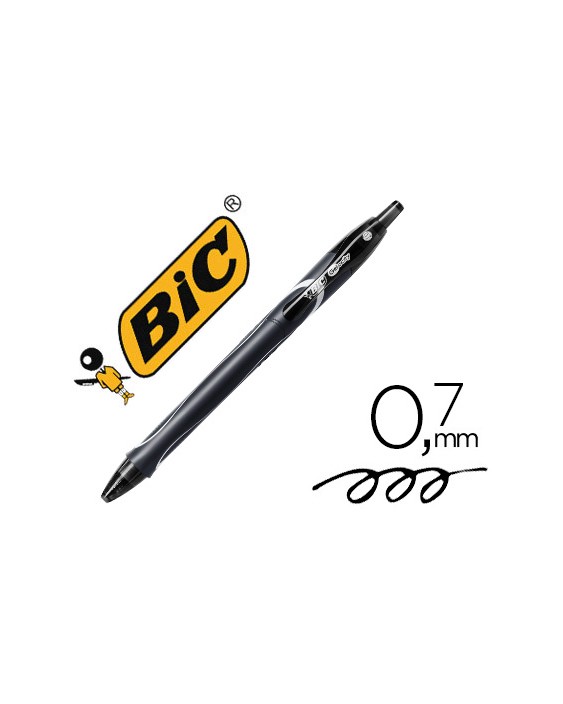 Boligrafo bic gelocity quick dry retractil tinta gel negro punta de 0,7 mm