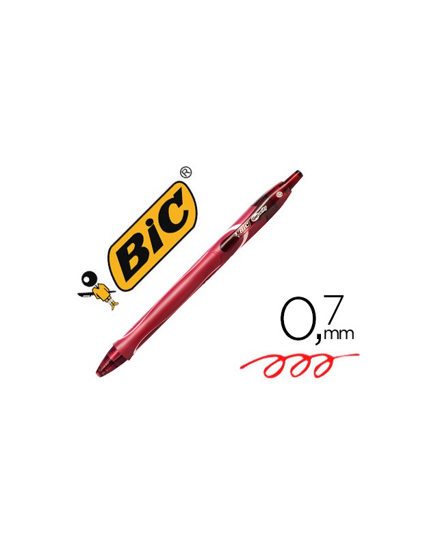 Boligrafo bic gelocity quick dry retractil tinta gel rojo punta de 0,7 mm