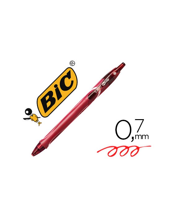 Boligrafo bic gelocity quick dry retractil tinta gel rojo punta de 0,7 mm