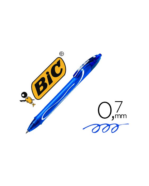 Boligrafo bic gelocity quick dry retractil tinta gel azul punta de 0,7 mm