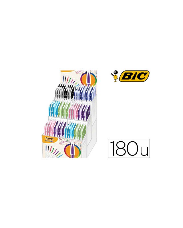 Boligrafo bic cristal up bicolor punta de 1,2 mm expositor de 180 unidades colores surtidos