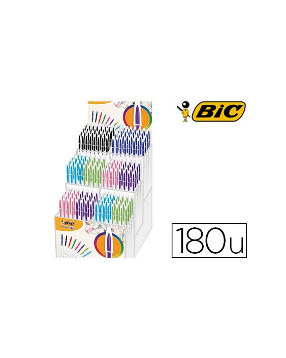 Boligrafo bic cristal up bicolor punta de 1,2 mm expositor de 180 unidades colores surtidos