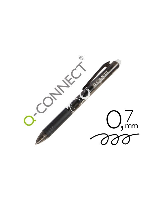Boligrafo q-connect retractil borrable 0,7 mm color negro