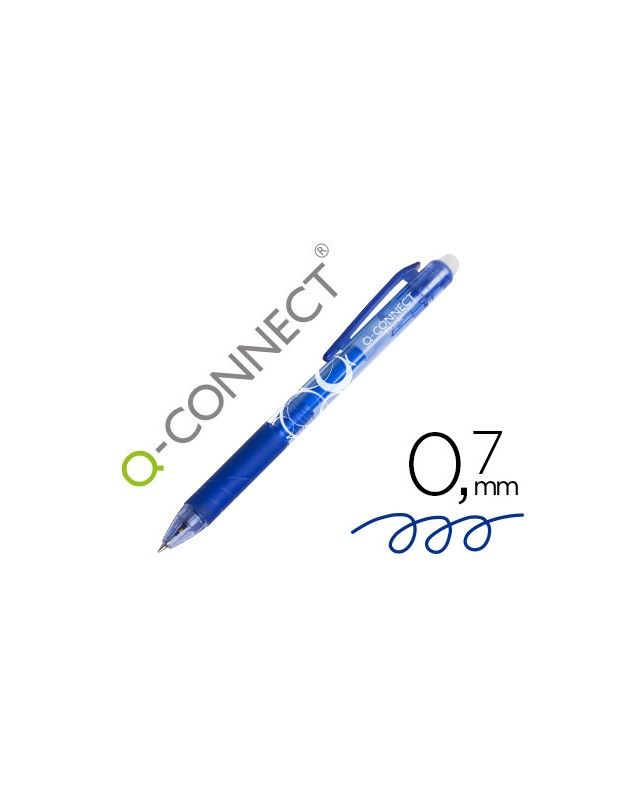 Boligrafo q-connect retractil borrable 0,7 mm color azul