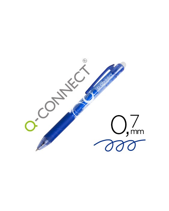 Boligrafo q-connect retractil borrable 0,7 mm color azul