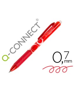 Boligrafo q-connect retractil borrable 0,7 mm color rojo