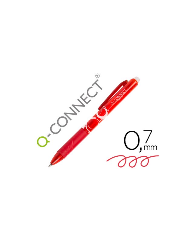 Boligrafo q-connect retractil borrable 0,7 mm color rojo