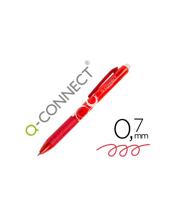 Boligrafo q-connect retractil borrable 0,7 mm color rojo