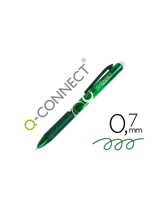 Boligrafo q-connect retractil borrable 0,7 mm color verde
