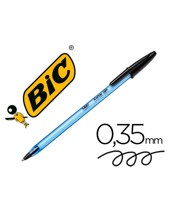 Boligrafo bic cristal soft negro punta de 1,2 mm