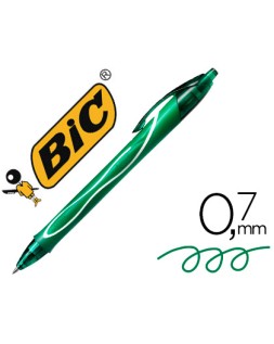 Boligrafo bic gelocity quick dry retractil tinta gel verde punta de 0,7 mm