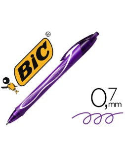 Boligrafo bic gelocity quick dry retractil tinta gel purpura punta de 0,7 mm