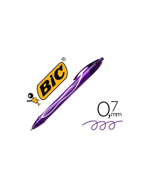 Boligrafo bic gelocity quick dry retractil tinta gel purpura punta de 0,7 mm