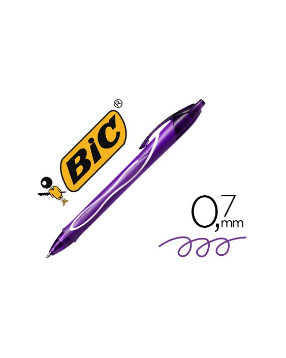 Boligrafo bic gelocity quick dry retractil tinta gel purpura punta de 0,7 mm