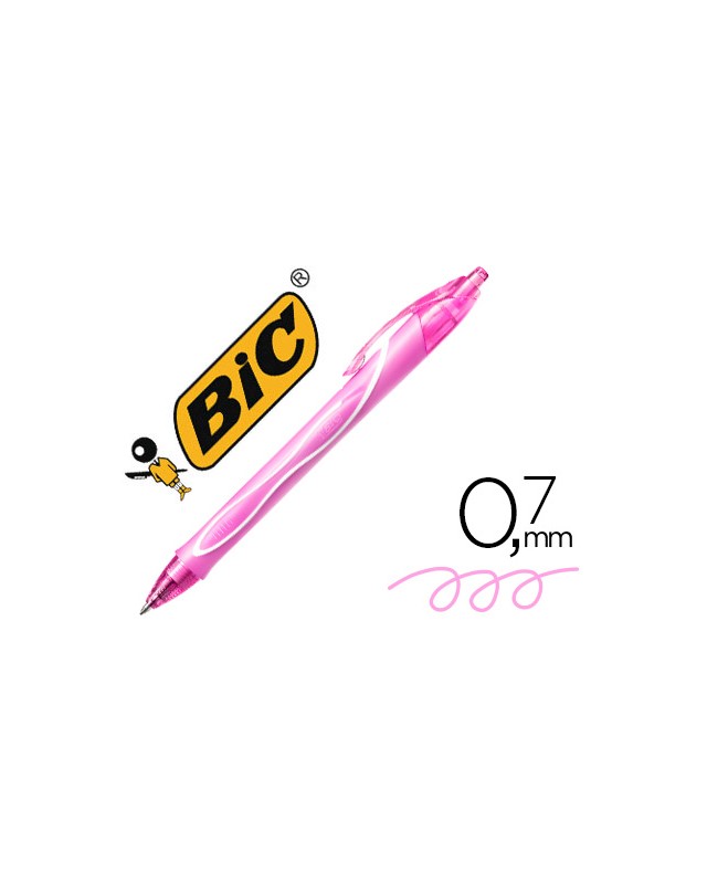 Boligrafo bic gelocity quick dry retractil tinta gel rosa punta de 0,7 mm