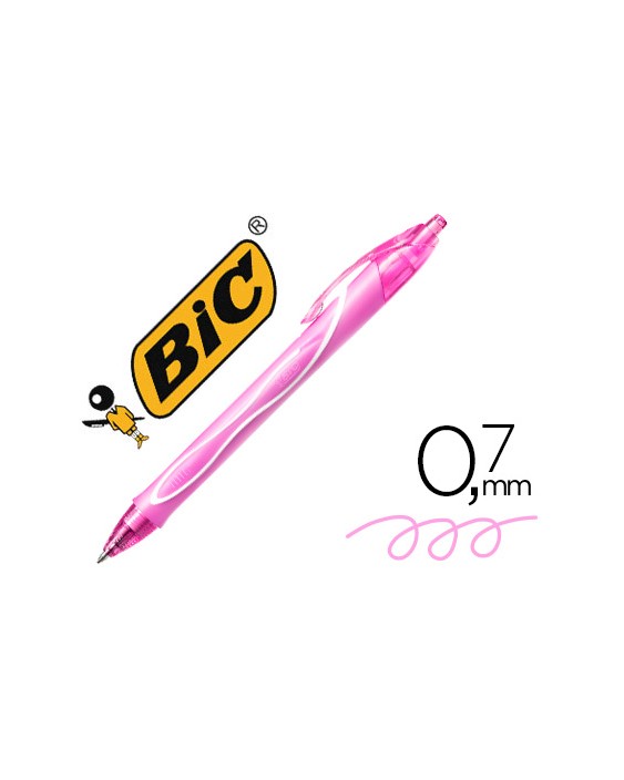 Boligrafo bic gelocity quick dry retractil tinta gel rosa punta de 0,7 mm