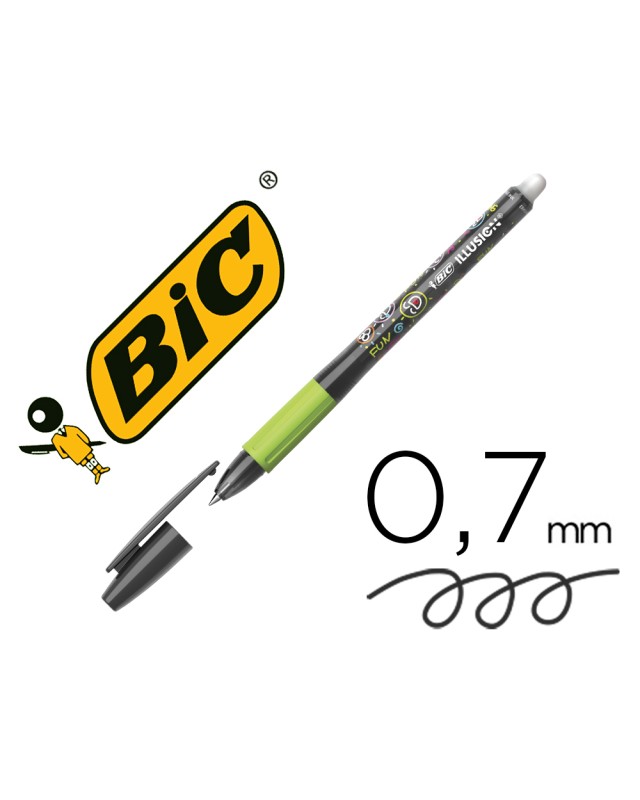 Boligrafo bic gelocity illusion borrable negro punta de 0,7 mm