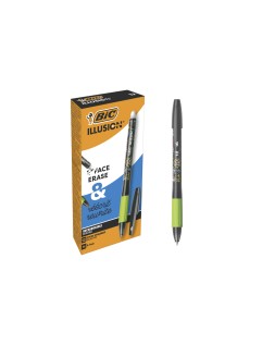 Boligrafo bic gelocity illusion borrable negro punta de 0,7 mm