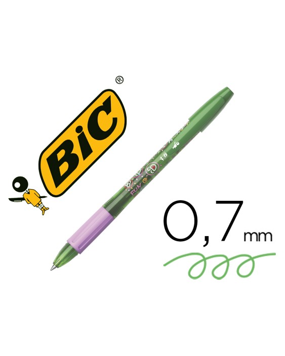 Boligrafo bic gelocity illusion borrable verde punta de 0,7 mm
