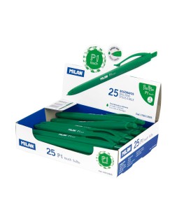 Boligrafo milan p1 retractil 1 mm touch verde