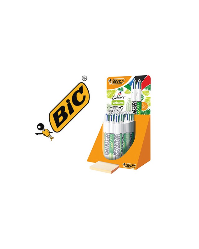 Boligrafo bic cuatro colores velours expositor de 30 unidades surtidas 230x125x149 mm