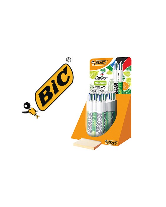Boligrafo bic cuatro colores velours expositor de 30 unidades surtidas 230x125x149 mm