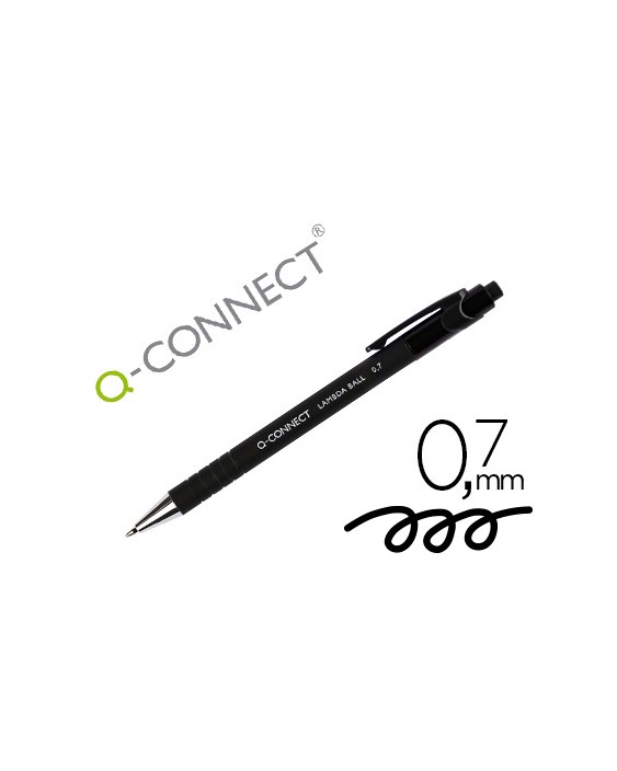 Boligrafo q-connect retractil con grip 0,7 mm color negro
