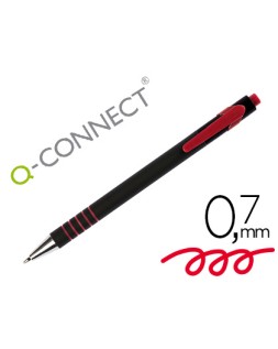 Boligrafo q-connect retractil con grip 0,7 mm color rojo