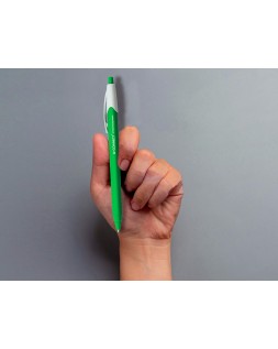 Boligrafo q-connect retractil kf14625 biodegradable verde tinta azul
