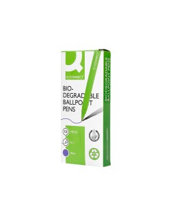 Boligrafo q-connect retractil kf14625 biodegradable verde tinta azul