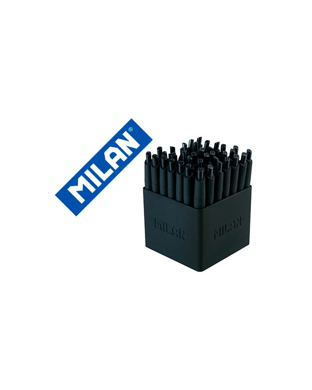 Boligrafo milan p1 retractil 1 mm touch mini negro expositor de 40 unidades