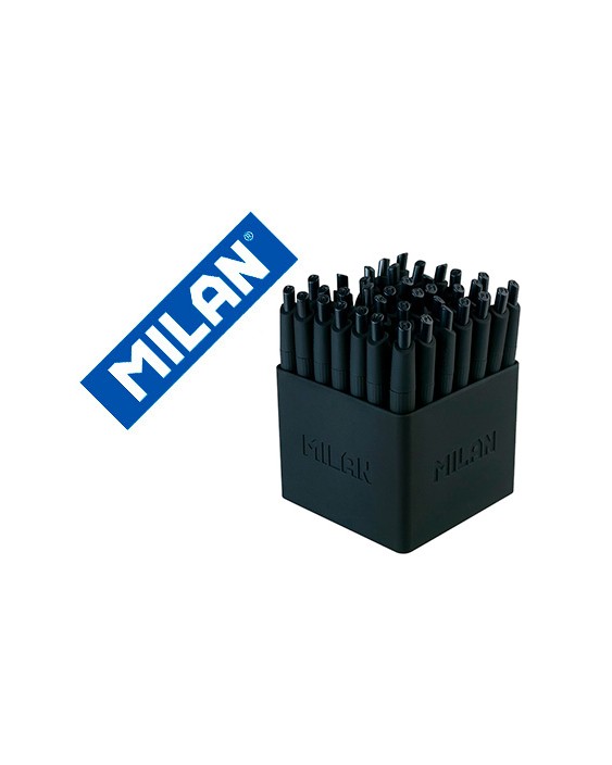Boligrafo milan p1 retractil 1 mm touch mini negro expositor de 40 unidades