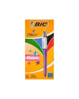 Boligrafo bic cuatro colores shine morado punta de 1 mm
