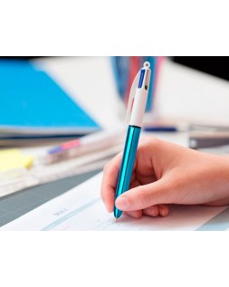 Boligrafo bic cuatro colores shine azul punta de 1 mm