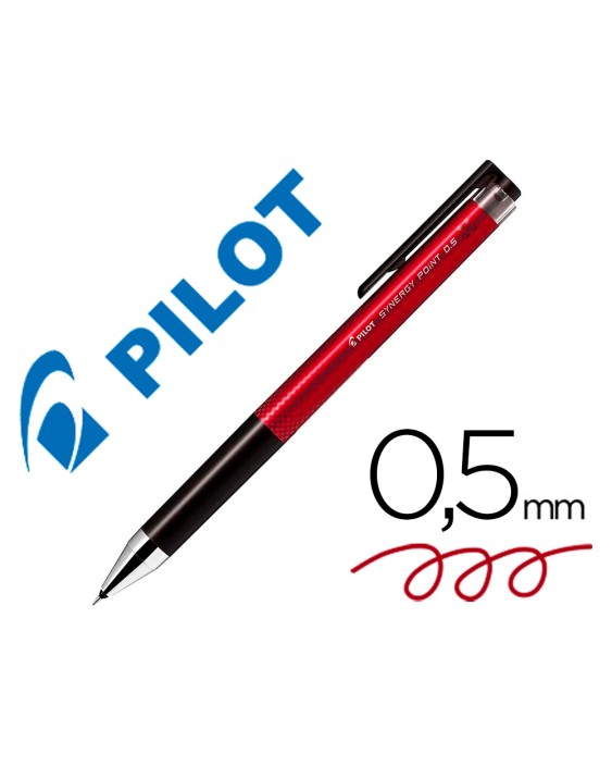 Boligrafo pilot synergy point retractil sujecion de caucho tinta gel 0,5 mm rojo