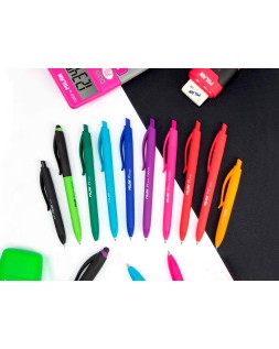 Boligrafo milan p1 retractil 1 mm touch azul blister de 3 unidades